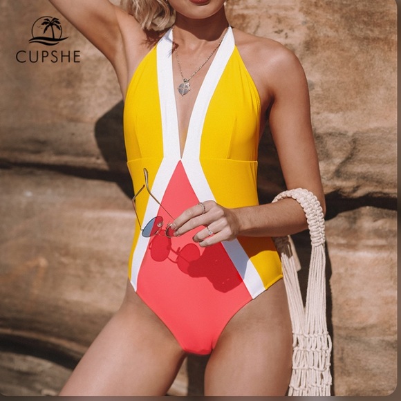 Cupshe Other - Cupshe Orange Colorblock One Piece Size L NWT